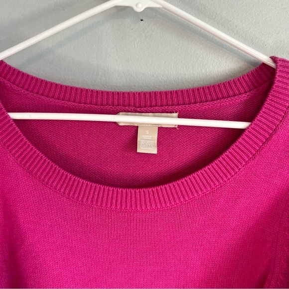 Banana Republic Cotton Angora Blend Crew Neck Sweater Sz S Pink Barbie Sequins - Picture 8 of 9